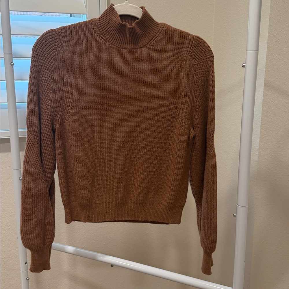 Zara Camel Ribbed Knit Top